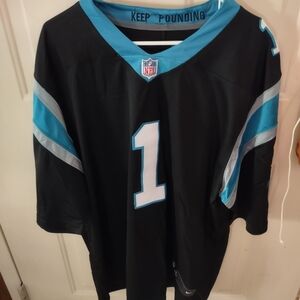 Carolina Panthers Large Newton Black and Teal Jersey